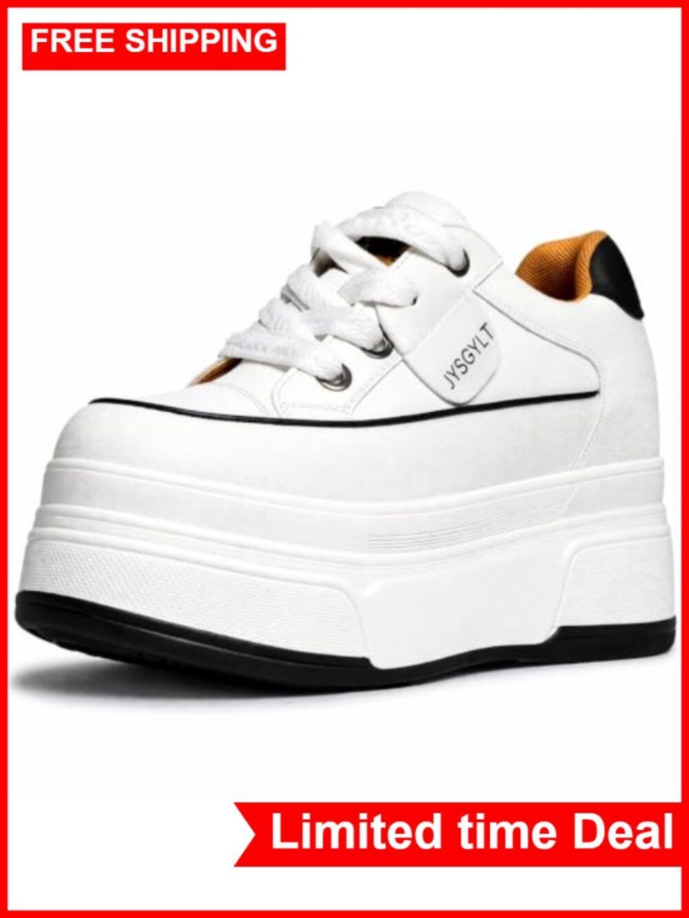 Platform Sneakers Women Chunky Lace Up Comfort Faux Leather